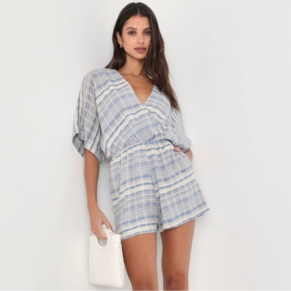 Lulus Blue and White Striped Romper